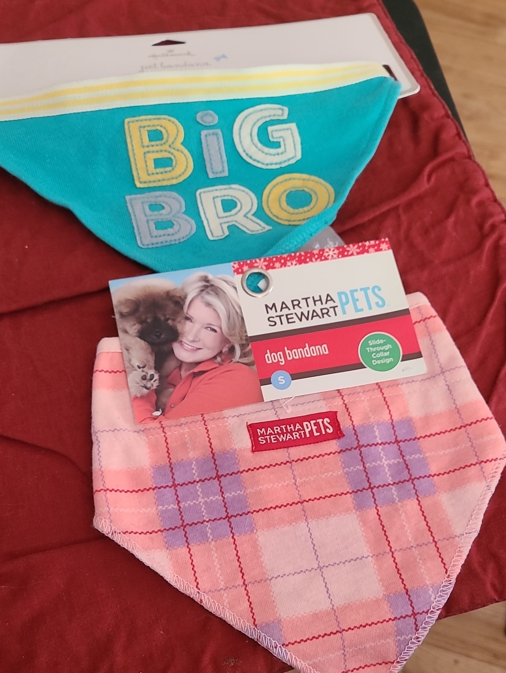 Hallmark Teal and Yellow 'BIG BRO' Pet Bandana And Martha Stewart Bandana